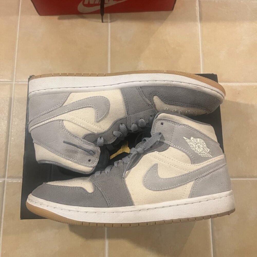 jordan 1 mid white/grey